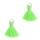 Ibiza style mini Tassel 1cm Silver-neon green